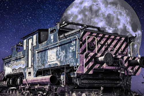 train  moon  perspective