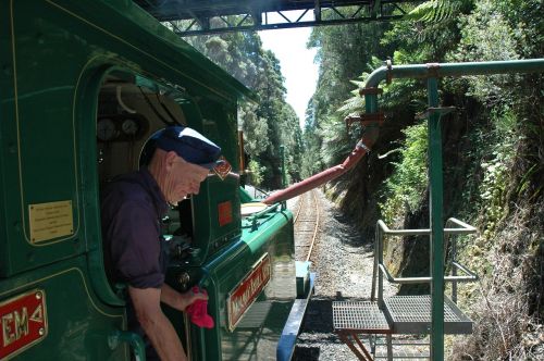 train steam locomotive water stop