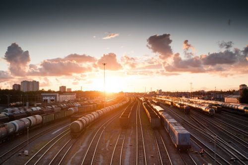 train sunset tracks