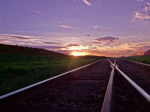 train line sky sunset