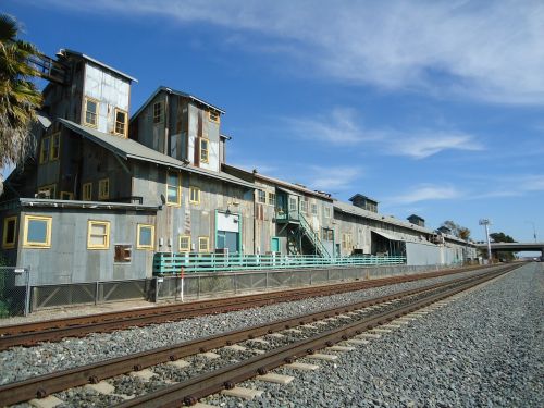 train tracks warehouse bean factory