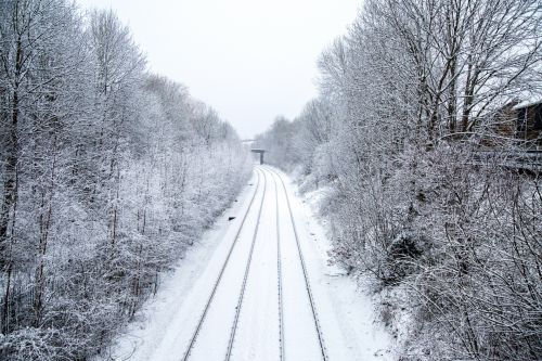 Train Tracks In Winter