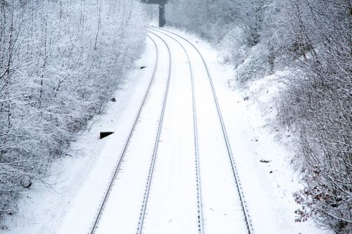 Train Tracks In Winter