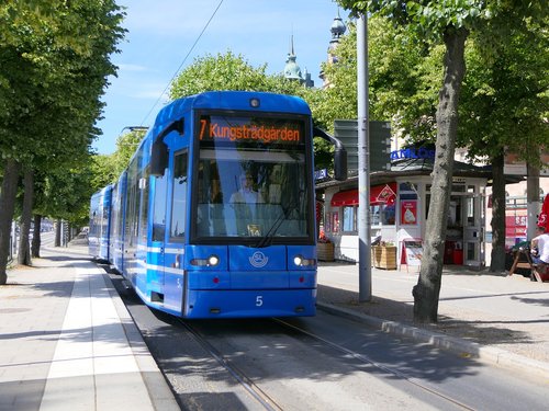 tram  blue  transport