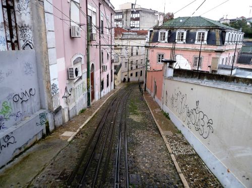 tram tracks rails lisbon