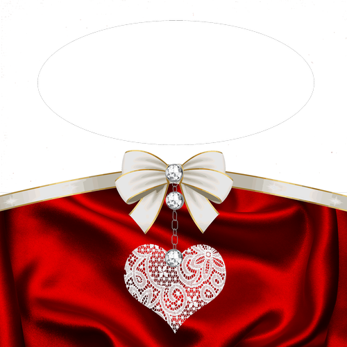 transparent frame  red satin  sides heart