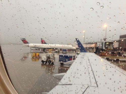 travel airplane rainy day