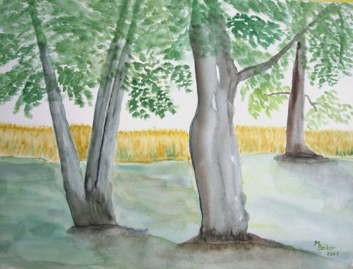 trees forest painting