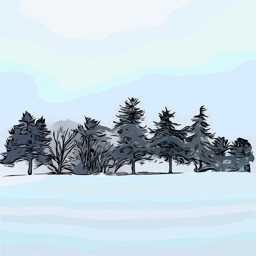 trees  hillside  snow