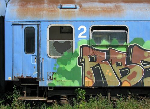 train old wagon train graffiti