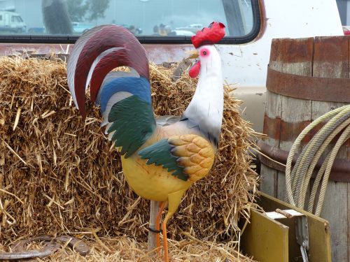 truck rooster hay