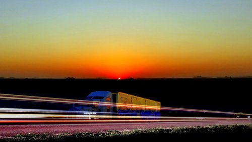 truck  sunset  transport