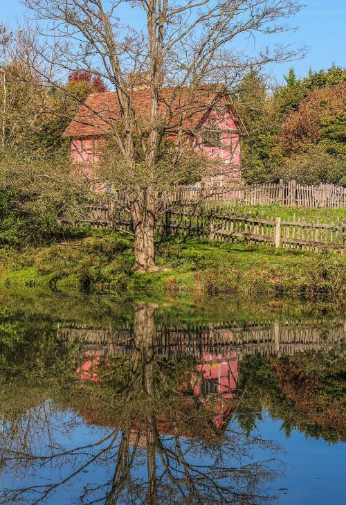 tudor style house museum pond