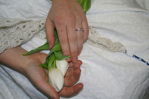 tulips hands wedding