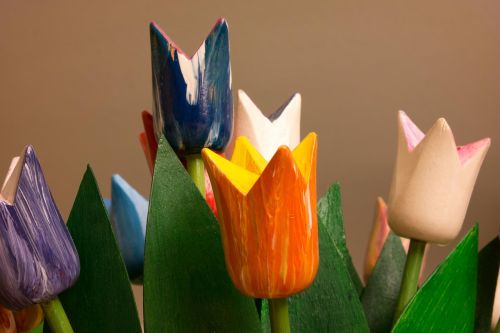 tulips wood wooden tulips
