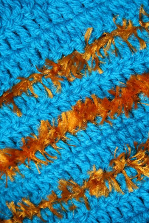 Turquoise And Gold Wool Crocheted