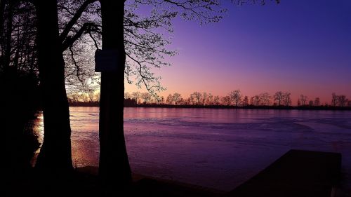 twilight lake sunset
