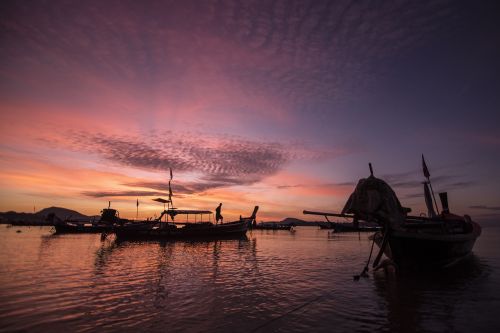 twilight boat water