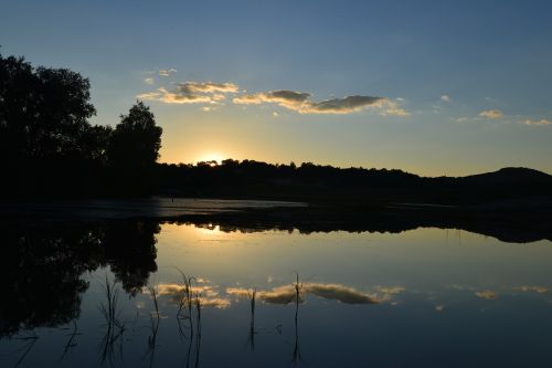 twilight lake reflection