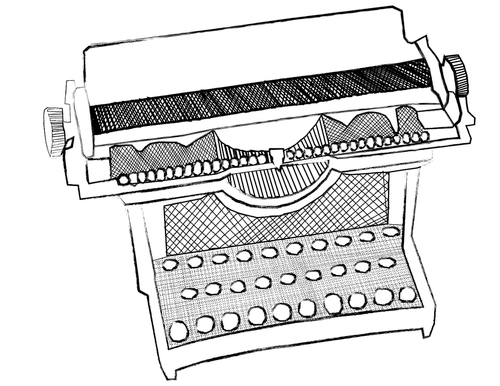 typewriter  line drawing  vintage