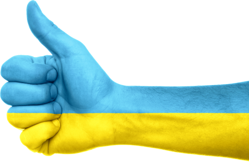 ukraine flag hand
