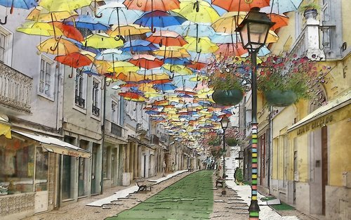 umbrella  hanging  tourist