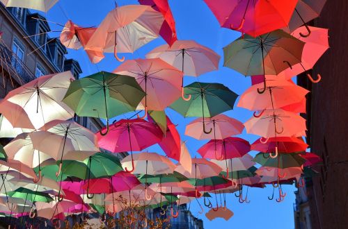 umbrellas colors street