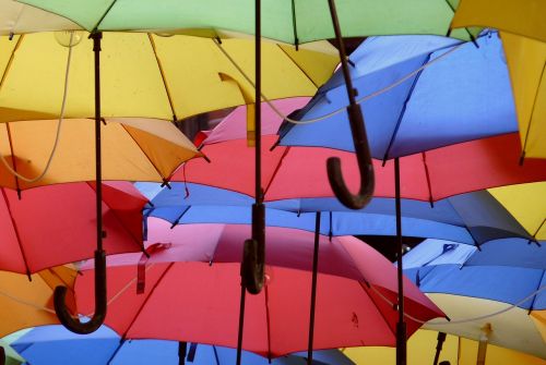 umbrellas colorful rain