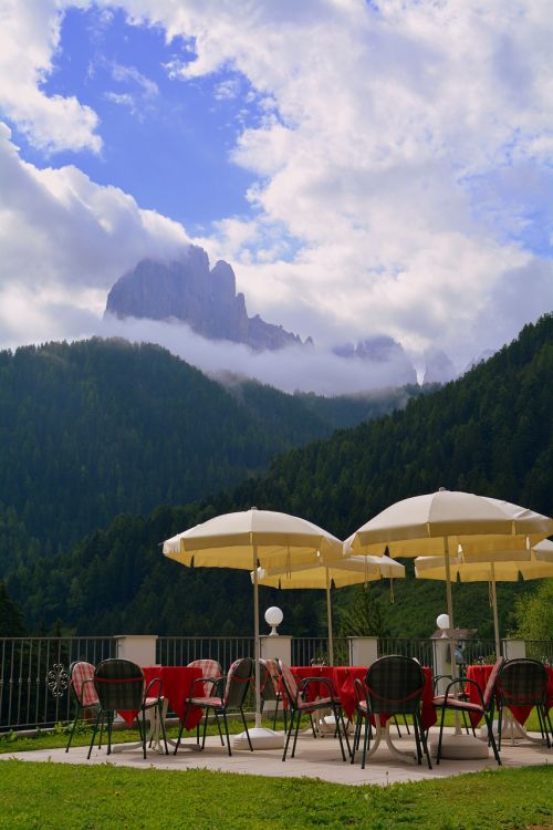 umbrellas mountain dolomites