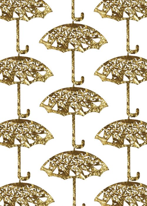 umbrellas pattern gold