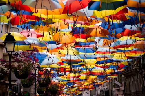 umbrellas colors street