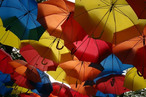umbrellas  multi coloured  screen