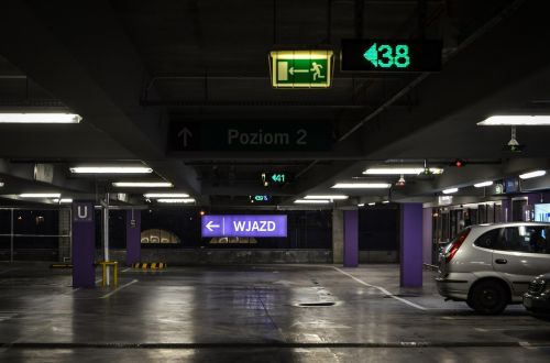 underground parking sign trip