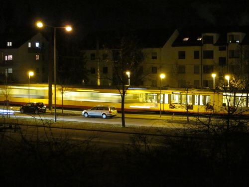 unfinished trams night