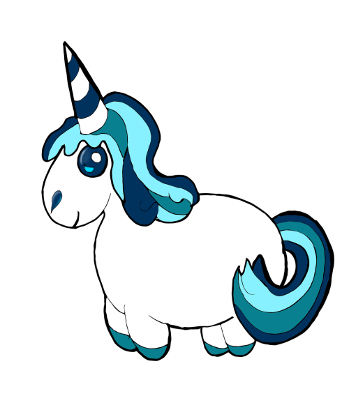 unicorn clipart blue