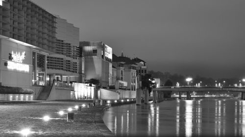 urban night light reflections