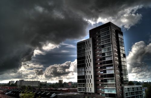 urban high rise clouds