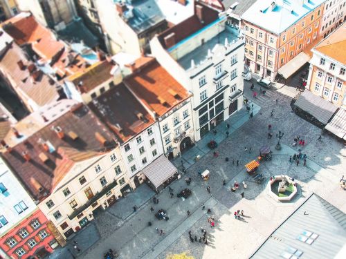 urban square aerial view