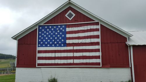 usa flag barn red