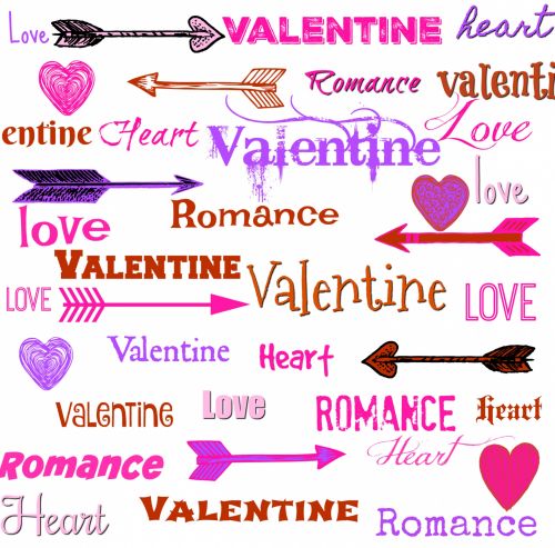 Valentine Words And Cupid Arrows