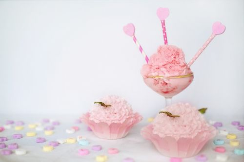 valentine's day pink ice cream hearts