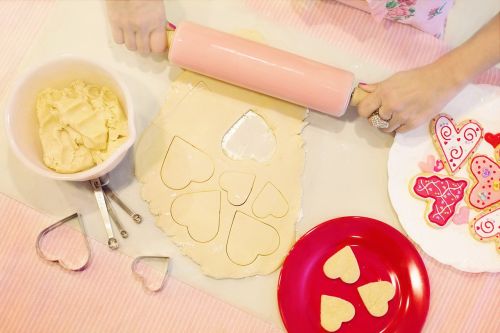 valentine's day baking baking cookies