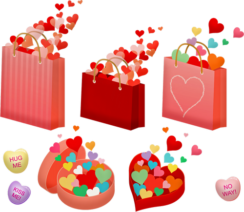 valentine's hearts  bag of hearts  box of valentine s hearts