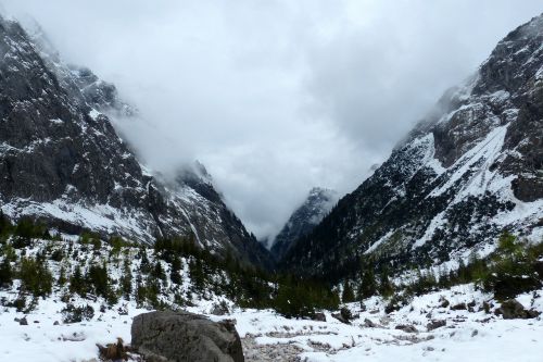 valley alpine mountains
