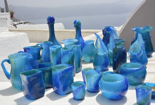 vases  blue  glass