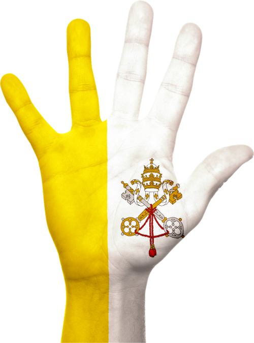 vatican flag hand