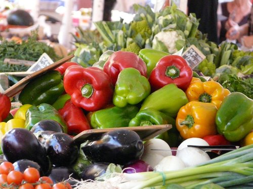vegetables  market  peppers