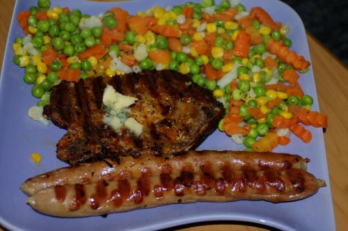 vegetables meat sausage