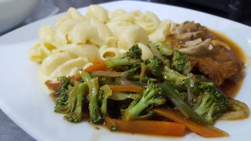 vegetarian macaroni beef vegetable with mushrooms