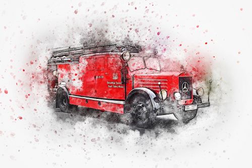 vehicle fire truck art